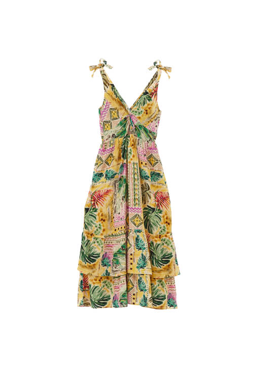 Burgu Detaylı Elbise ve Terlik Kombini