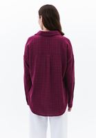 Bayan Bordo Oversize Cepli Gömlek