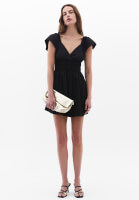 Women Black V-Neck Smocked Mini Dress