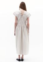 Bayan Krem V Yaka Uzun Elbise