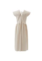 Bayan Krem V Yaka Uzun Elbise