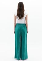 Bayan Yeşil Yüksek Bel Wide-Leg Pantolon