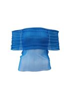 Düşük Omuz Tül Bluz ve Wide-Leg Pantolon Kombini