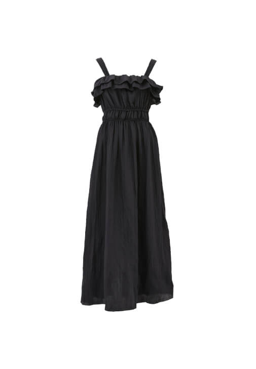 Fırfır Detaylı Uzun Elbise ve Ayakkabı Kombini