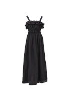 Bayan Siyah Fırfır Detaylı Uzun Elbise