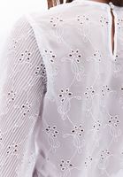 Bayan Beyaz Brodeli Crop Bluz