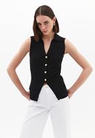 Women Black V-Neck Knit Vest