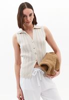 Women Cream V-Neck Knit Vest