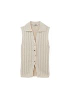 Women Cream V-Neck Knit Vest