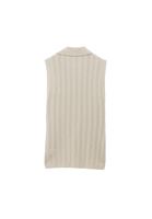 Women Cream V-Neck Knit Vest