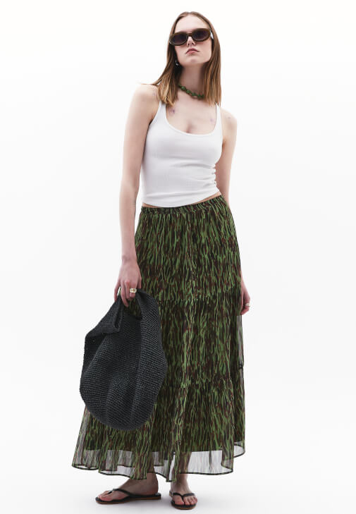 Çok Renkli Ultra Yüksek Bel Uzun Etek