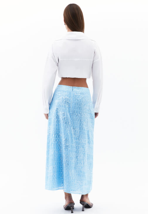 Payetli Midi Etek ve Gömlek Kombini