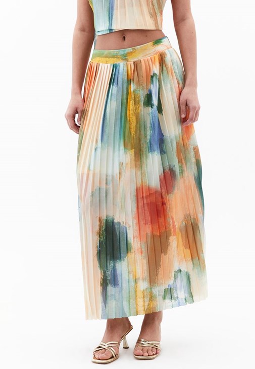 Pileli Etek ve Bluz Kombini