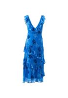 Bayan Çok Renkli Fırfır Detaylı Desenli Elbise