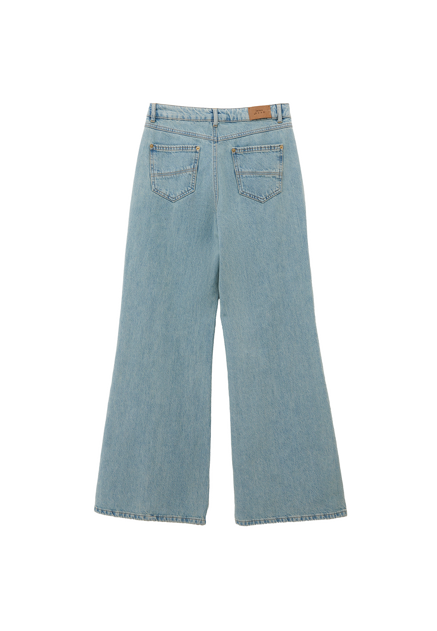 Mavi Yüksek Bel Wide-Leg Denim Pantolon