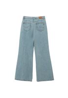 Bayan Mavi Yüksek Bel Wide-Leg Denim Pantolon
