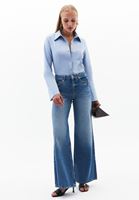 Yüksek Bel Wide-Leg Denim Pantolon