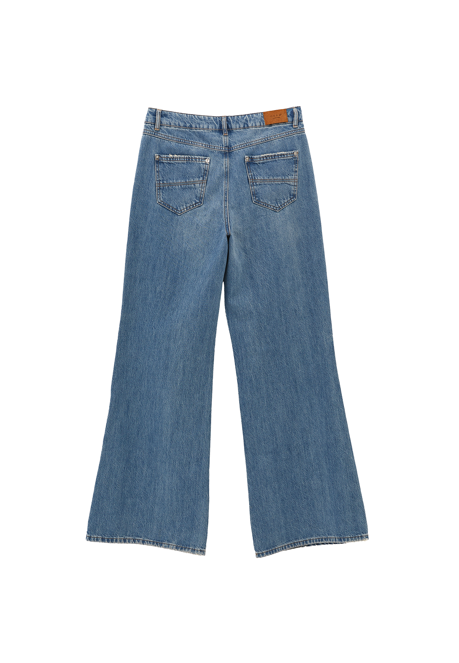 Mavi Yüksek Bel Wide-Leg Denim Pantolon