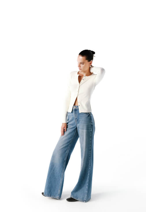  Yüksek Bel Wide-Leg Pantolon