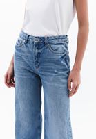Bayan Mavi Yüksek Bel Wide-Leg Pantolon