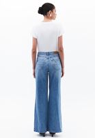 Bayan Mavi Yüksek Bel Wide-Leg Pantolon