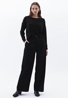 Bayan Siyah Kemer Detaylı Straight-Fit Pantolon