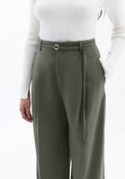 Bayan Yeşil Kemer Detaylı Straight-Fit Pantolon