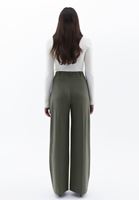 Bayan Yeşil Kemer Detaylı Straight-Fit Pantolon