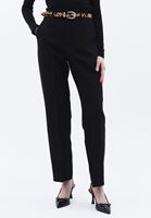 Bayan Siyah Yüksek Bel Slim-Fit Pantolon