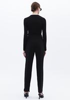 Bayan Siyah Yüksek Bel Slim-Fit Pantolon