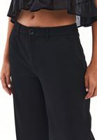 Bayan Siyah Orta Bel Straight-Fit Pantolon