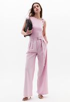 Bayan Lila Yüksek Bel Wide-Leg Pantolon