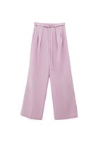 Bayan Lila Yüksek Bel Wide-Leg Pantolon