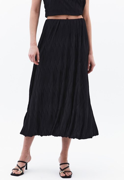 Yüksek Bel Balon Etek ve Crop Bluz Kombini