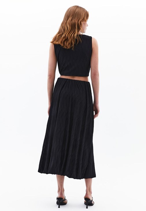 Yüksek Bel Balon Etek ve Crop Bluz Kombini