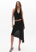 Women Black V-Neck Ruffle Detail Blouse