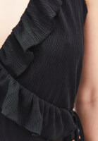 Women Black V-Neck Ruffle Detail Blouse