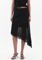Women Black High-Waisted Asymmetric Long Skirt