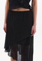 Women Black High-Waisted Asymmetric Long Skirt