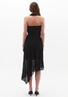 Women Black High-Waisted Asymmetric Long Skirt