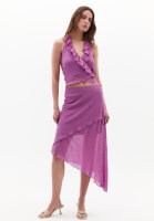 Women Lila High-Waisted Asymmetric Long Skirt