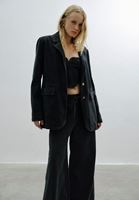 Bayan Siyah Boyfriend Blazer Denim Ceket