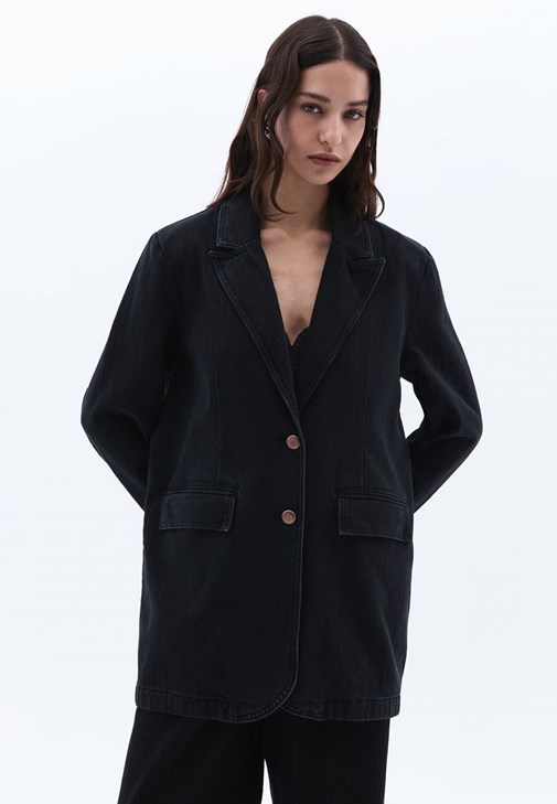 Blazer Ceket ve Barrel-Fit Pantolon Kombini