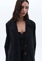 Bayan Siyah Boyfriend Blazer Denim Ceket