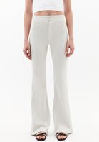 Bayan Krem Ultra Yüksek Bel Flare Pantolon ( TENCEL™ )