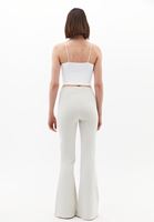 Bayan Krem Ultra Yüksek Bel Flare Pantolon ( TENCEL™ )