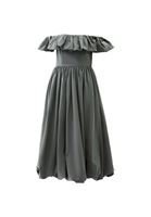 Bayan Yeşil Omuz Açık Balon Elbise