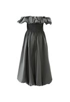 Bayan Yeşil Omuz Açık Balon Elbise