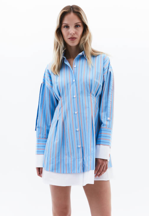 Gömlek Elbise ve Fileli Ayakkabı Kombini