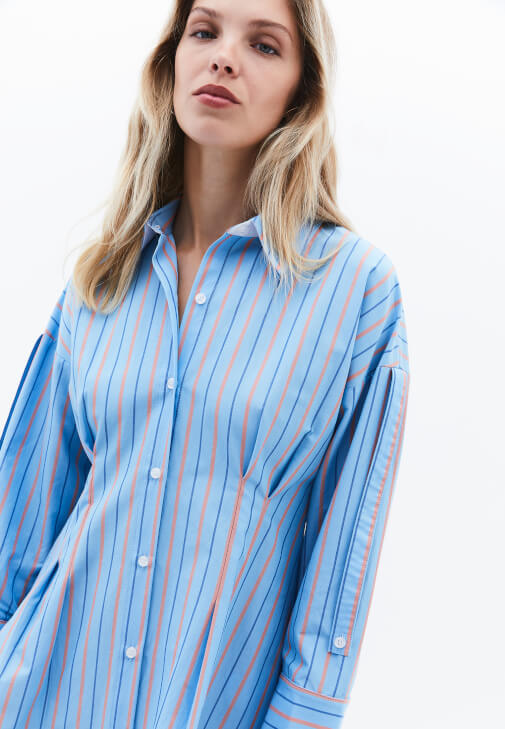 Gömlek Elbise ve Fileli Ayakkabı Kombini